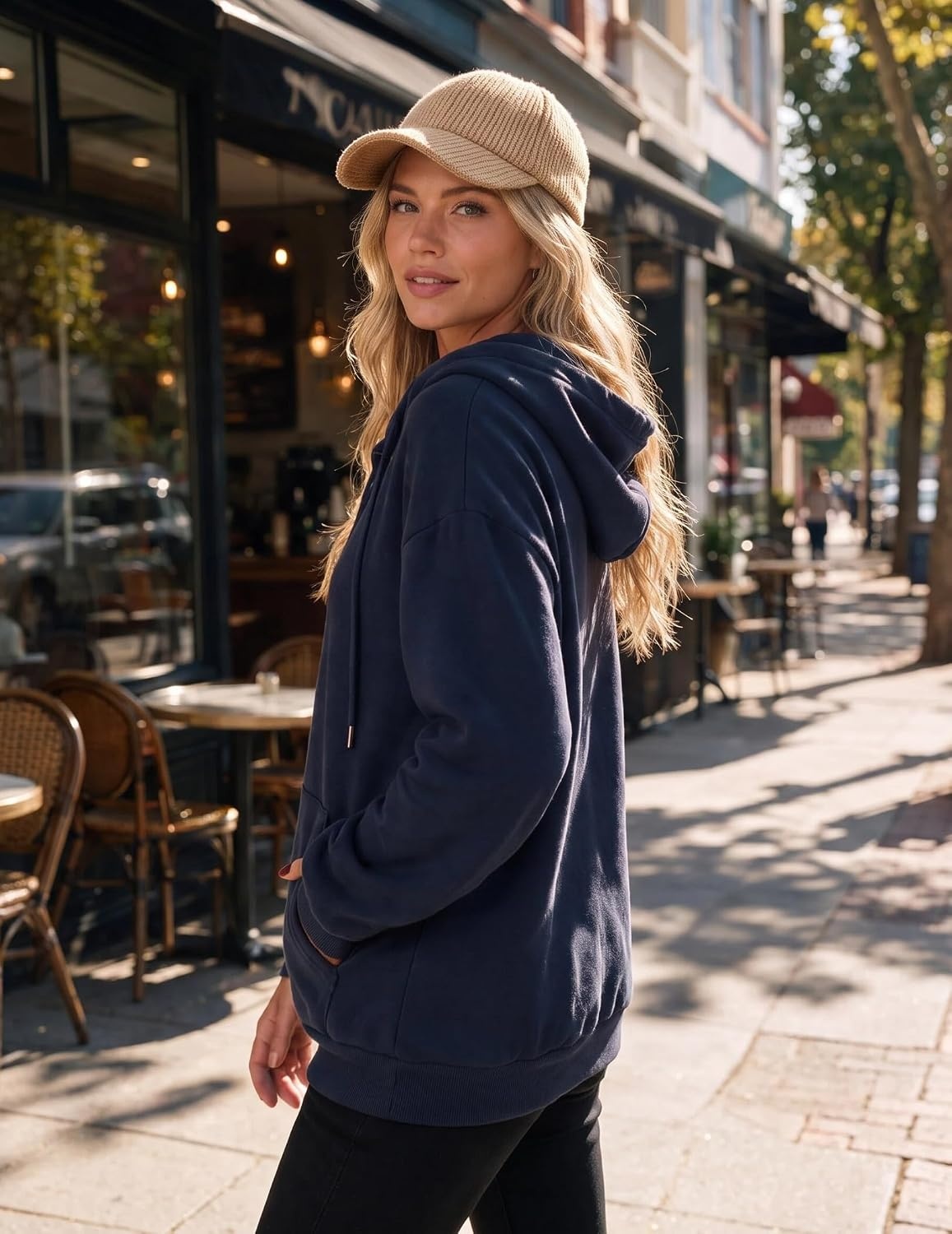 image:imageZeagoo Hoodies for Women Casual Button Sweatshirt Oversized Fall ClothesNavy