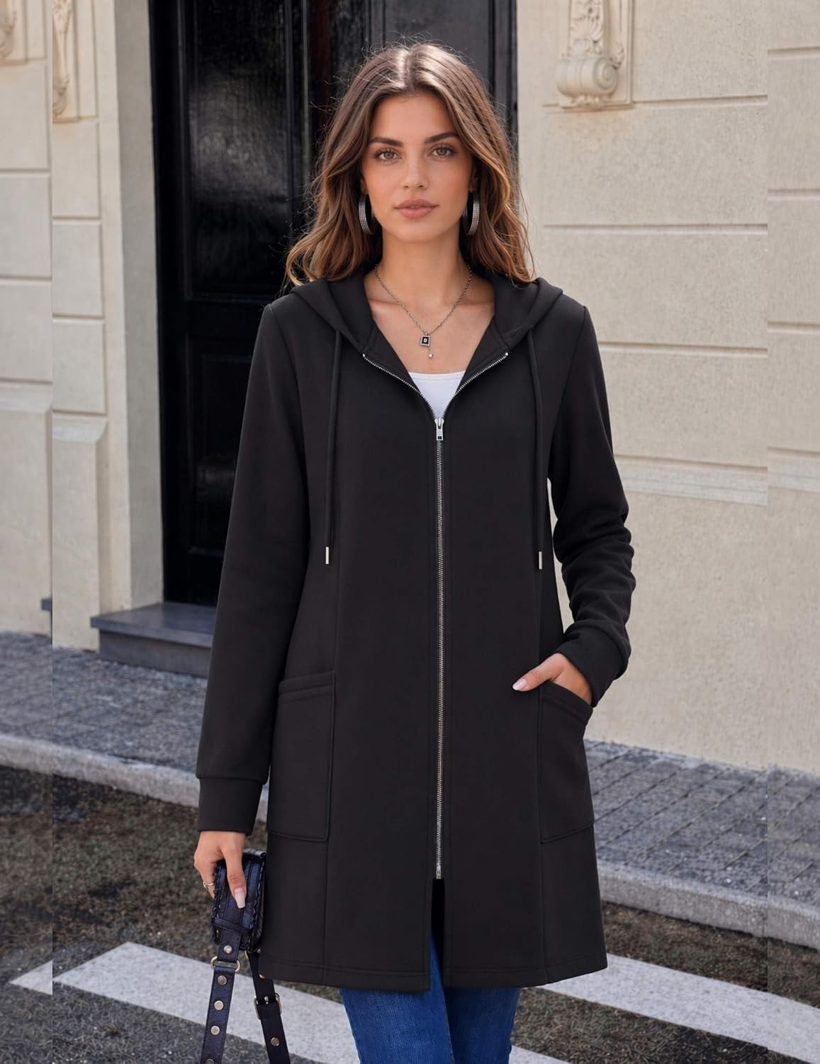 image:imageZeagoo Hoodies for Women Fall Zip up Jacket with Pocket 2026 S3XL01 Black