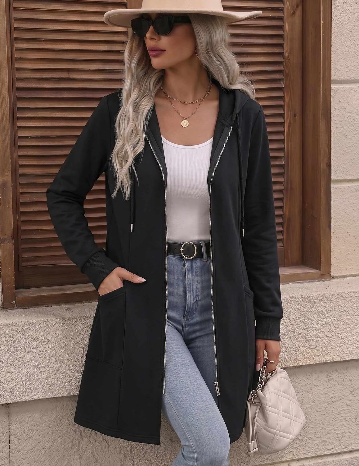 image:imageZeagoo Hoodies for Women Fall Zip up Jacket with Pocket 2026 S3XL01 Black