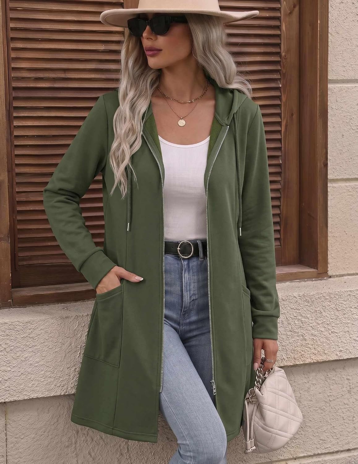 image:imageZeagoo Hoodies for Women Fall Zip up Jacket with Pocket 2026 S3XLArmy Green