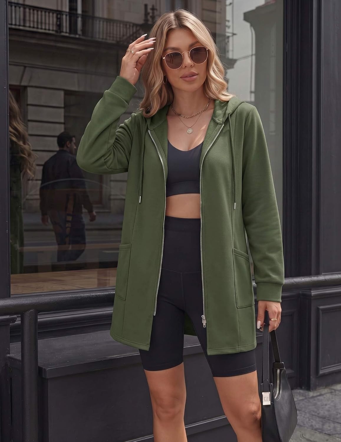 image:imageZeagoo Hoodies for Women Fall Zip up Jacket with Pocket 2026 S3XLArmy Green