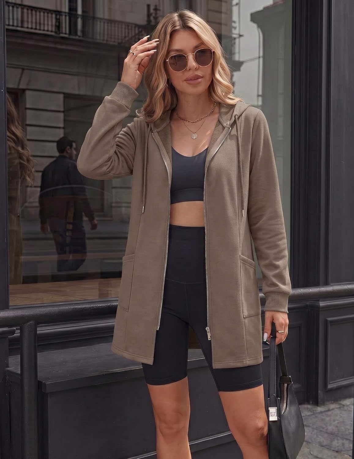 image:imageZeagoo Hoodies for Women Fall Zip up Jacket with Pocket 2026 S3XLCoffee Grey