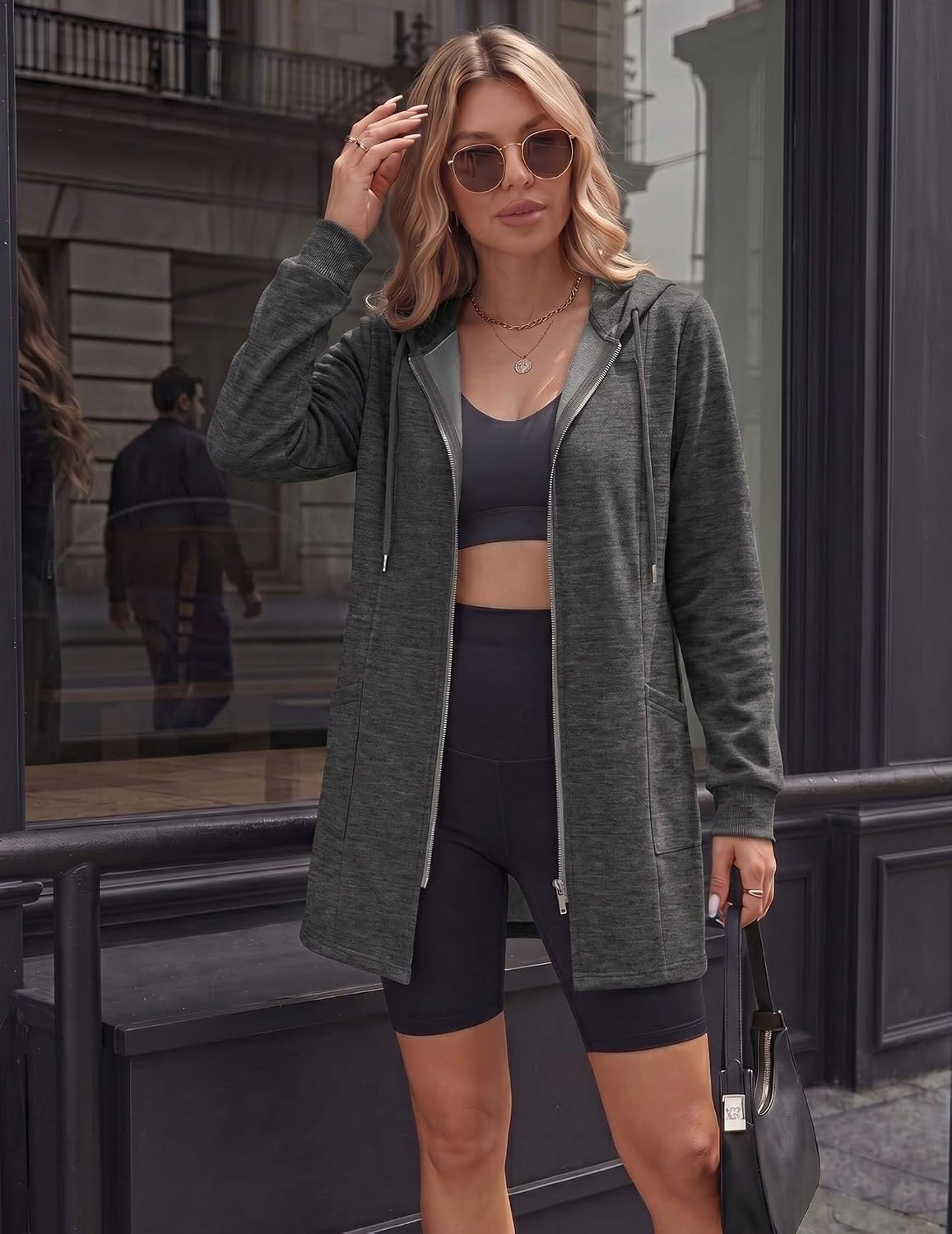 image:imageZeagoo Hoodies for Women Fall Zip up Jacket with Pocket 2026 S3XLDark Grey