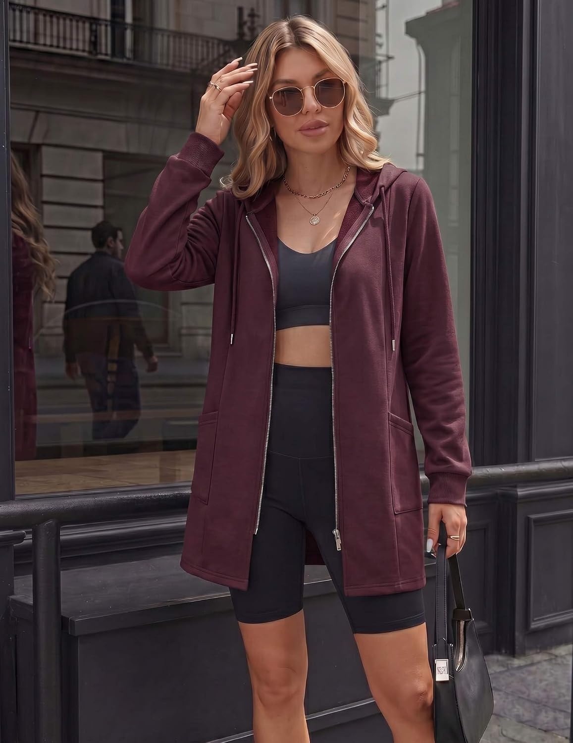 image:imageZeagoo Hoodies for Women Fall Zip up Jacket with Pocket 2026 S3XLDark Red
