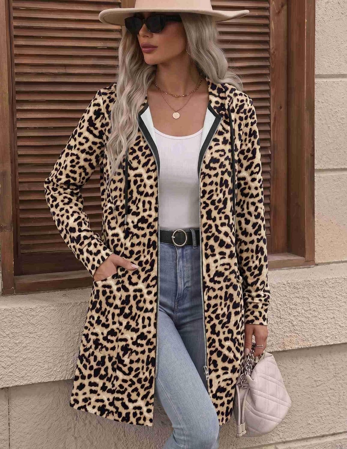 image:imageZeagoo Hoodies for Women Fall Zip up Jacket with Pocket 2026 S3XLLeopard Print