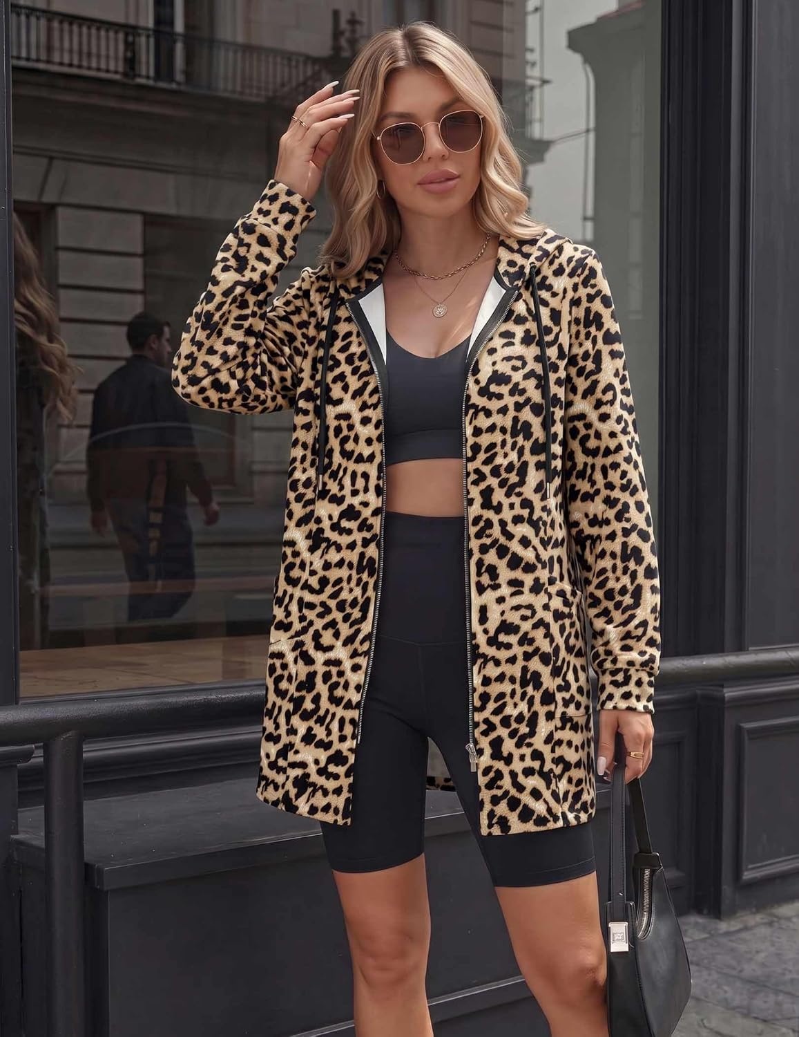 image:imageZeagoo Hoodies for Women Fall Zip up Jacket with Pocket 2026 S3XLLeopard Print