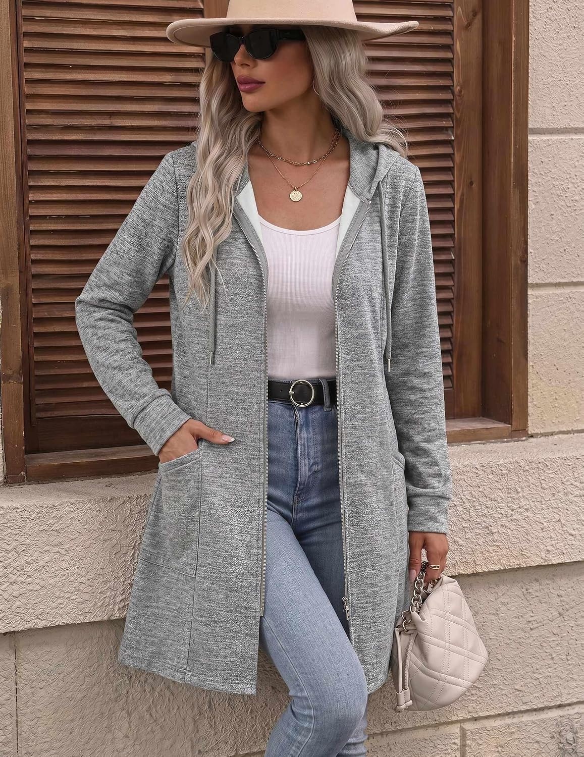image:imageZeagoo Hoodies for Women Fall Zip up Jacket with Pocket 2026 S3XLLight Grey