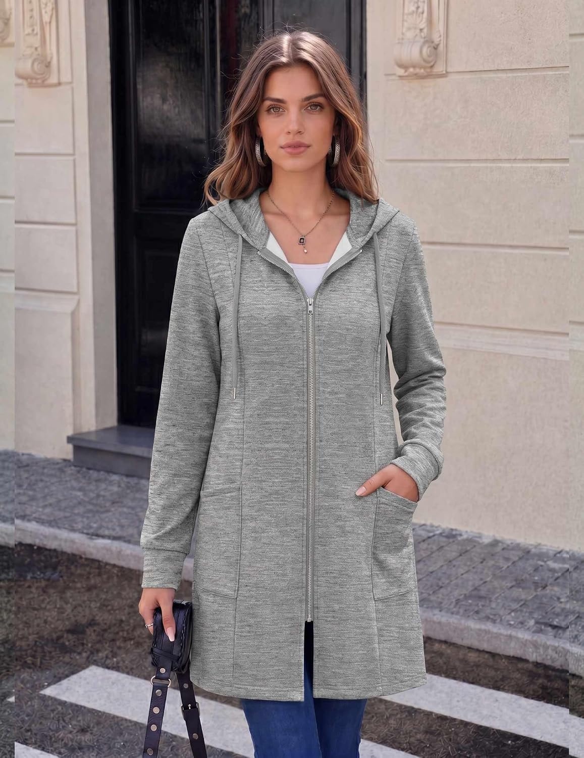 image:imageZeagoo Hoodies for Women Fall Zip up Jacket with Pocket 2026 S3XLLight Grey
