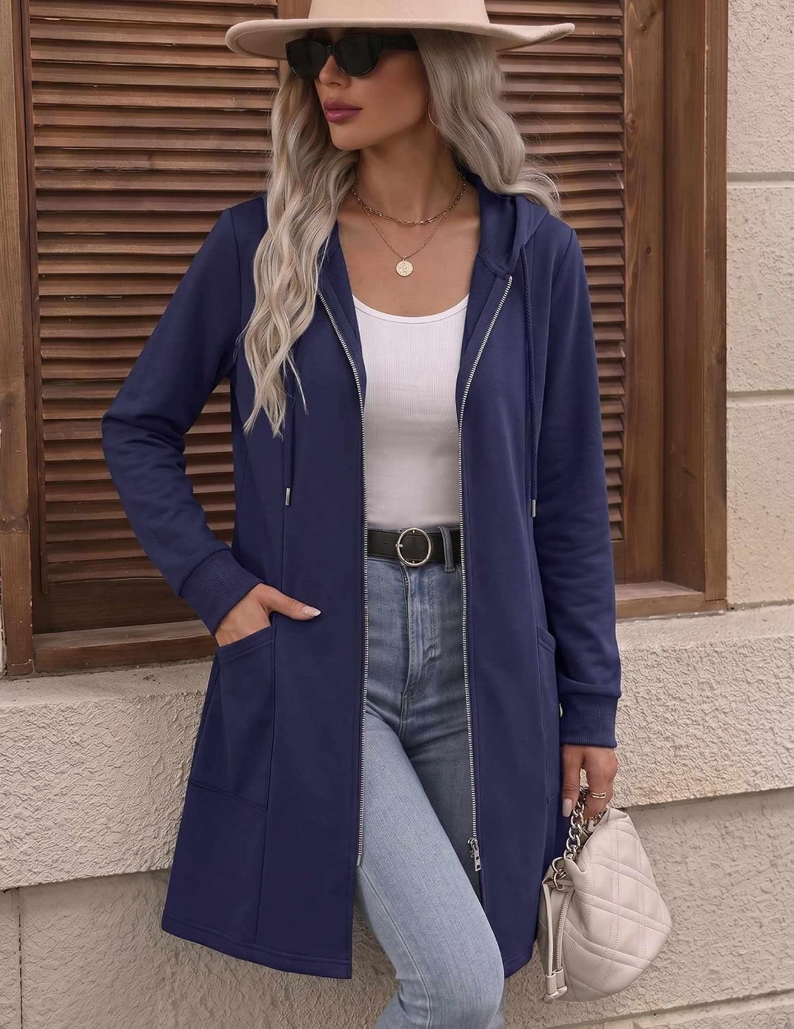image:imageZeagoo Hoodies for Women Fall Zip up Jacket with Pocket 2026 S3XLNavy Blue