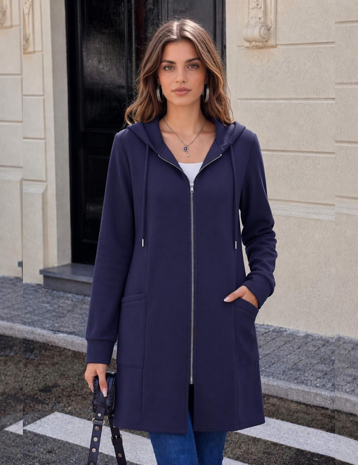 image:imageZeagoo Hoodies for Women Fall Zip up Jacket with Pocket 2026 S3XLNavy Blue