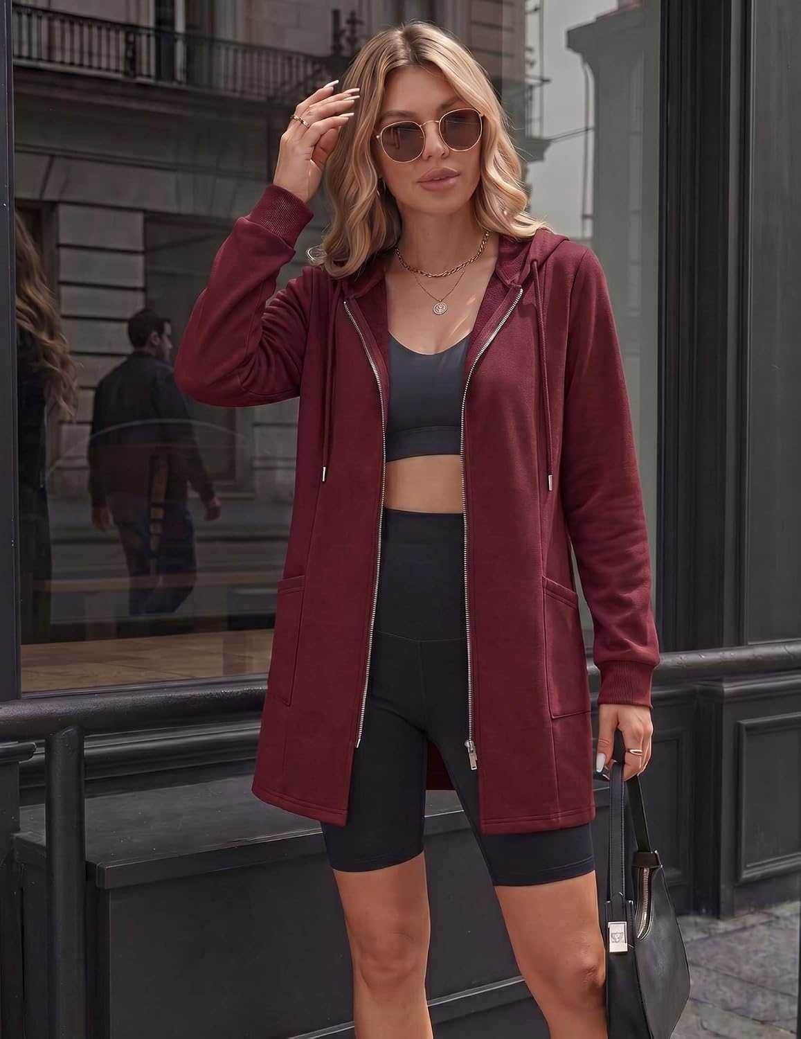 image:imageZeagoo Hoodies for Women Fall Zip up Jacket with Pocket 2026 S3XLRed