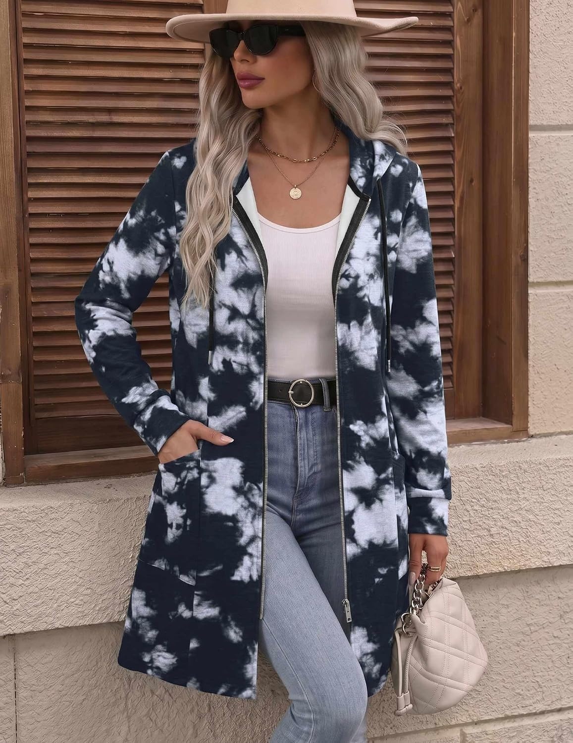 image:imageZeagoo Hoodies for Women Fall Zip up Jacket with Pocket 2026 S3XLTie Dye