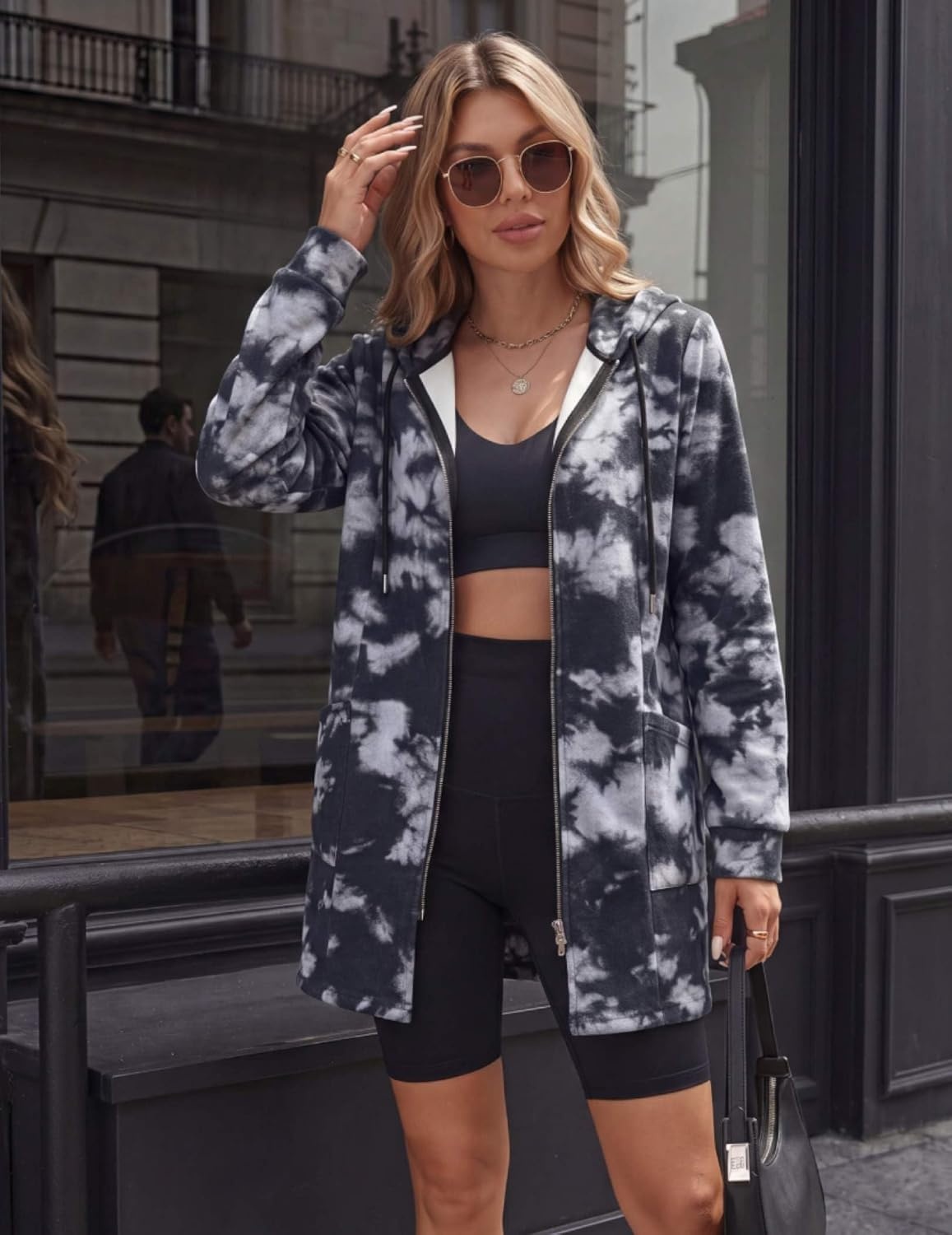 image:imageZeagoo Hoodies for Women Fall Zip up Jacket with Pocket 2026 S3XLTie Dye