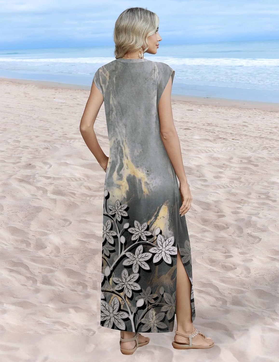 image:imageZeagoo Summer Dresses for Women 2026 Long Maxi Sundresses Loose Split WrinkleFree Beach Travel Vacation ClothesSf312