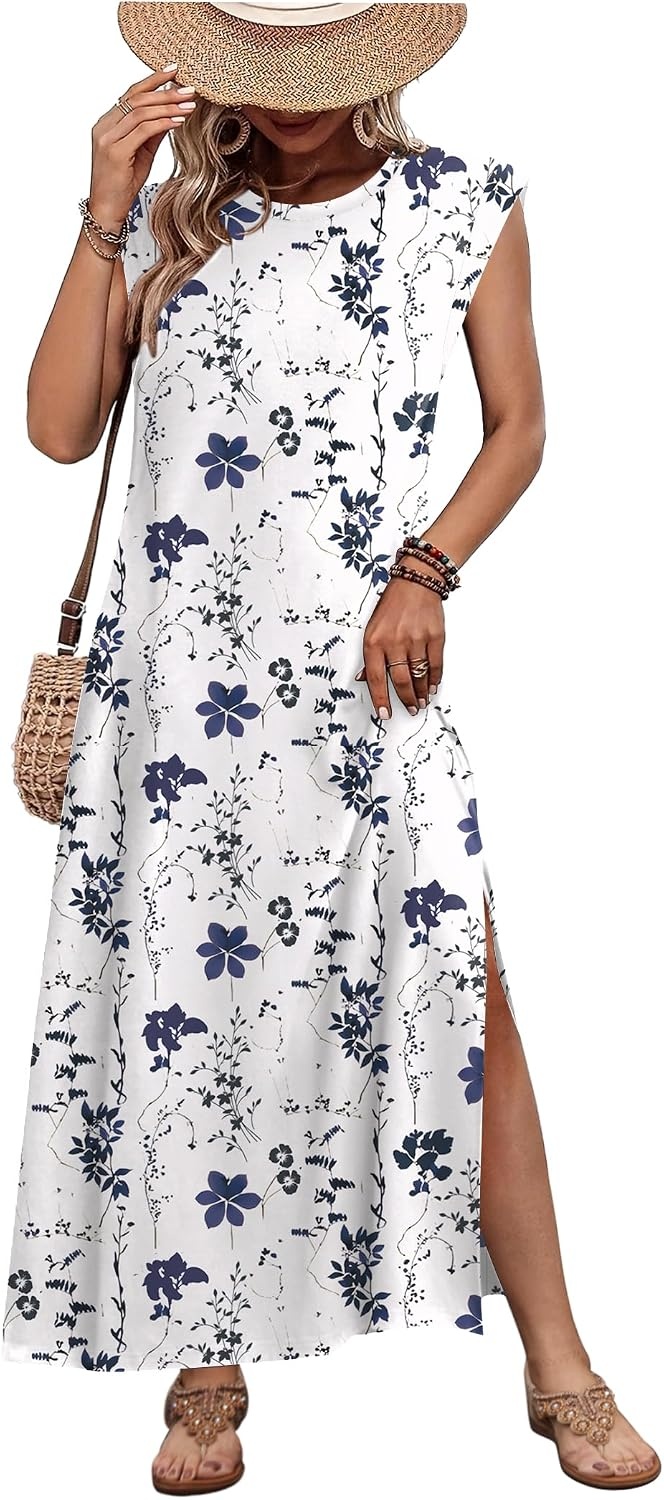 image:imageZeagoo Summer Dresses for Women 2026 Long Maxi Sundresses Loose Split WrinkleFree Beach Travel Vacation ClothesXh462
