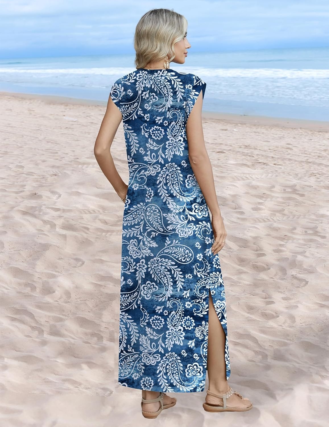 image:imageZeagoo Summer Dresses for Women 2026 Long Maxi Sundresses Loose Split WrinkleFree Beach Travel Vacation ClothesYg8