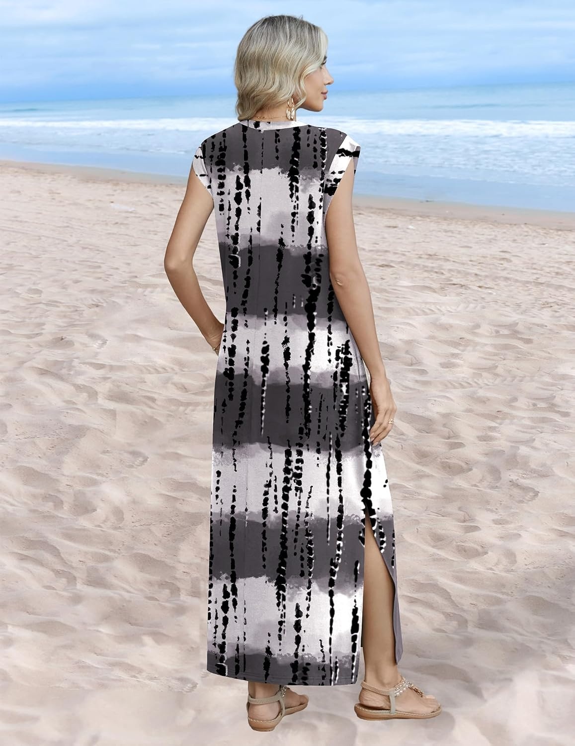 image:imageZeagoo Summer Dresses for Women 2026 Long Maxi Sundresses Loose Split WrinkleFree Beach Travel Vacation ClothesZr231