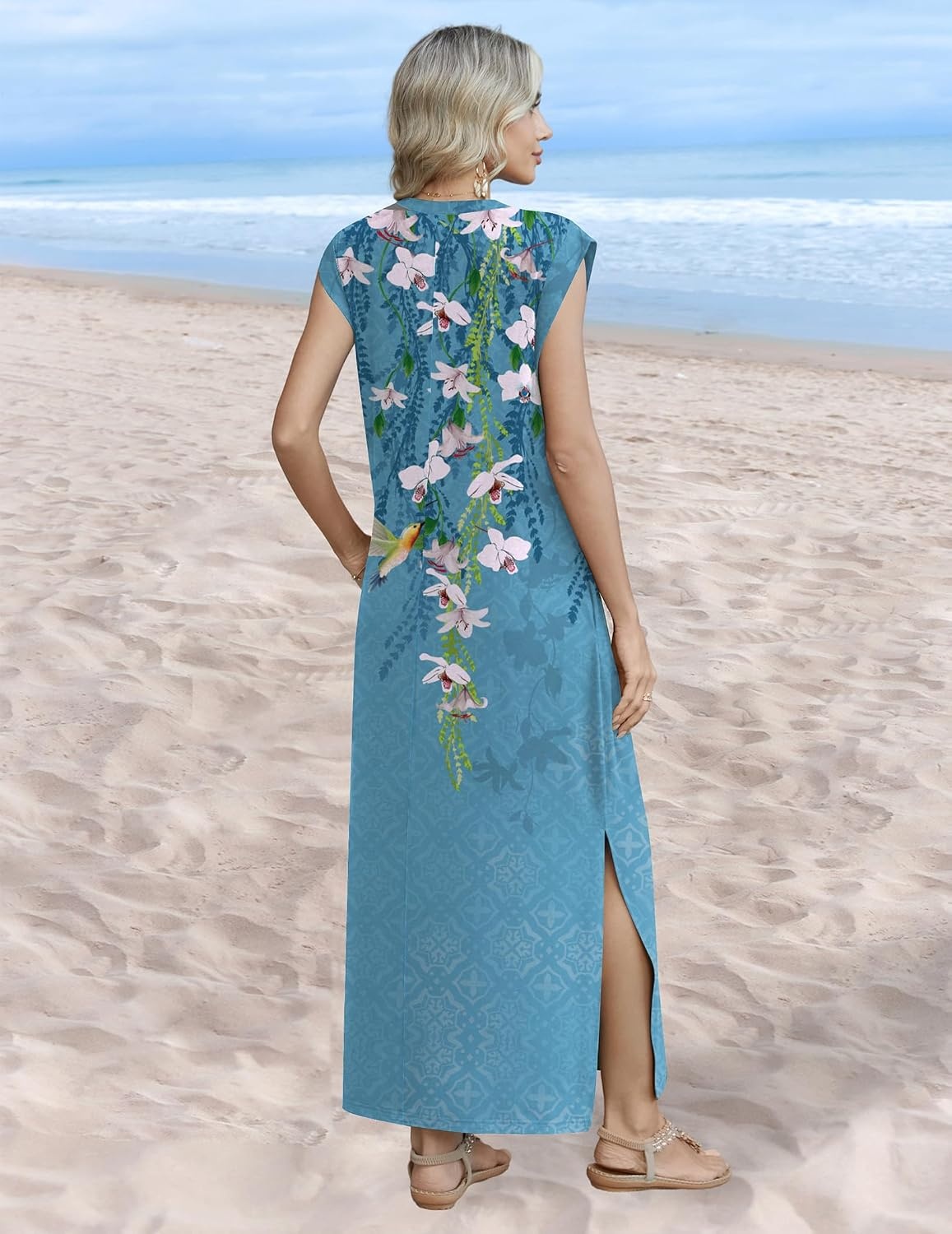 image:imageZeagoo Summer Dresses for Women 2026 Long Maxi Sundresses Loose Split WrinkleFree Beach Travel Vacation ClothesZw89