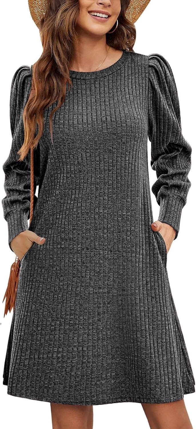 image:imageZeagoo Women Fall Winter Dress Knitted Pullover DressesDark Grey