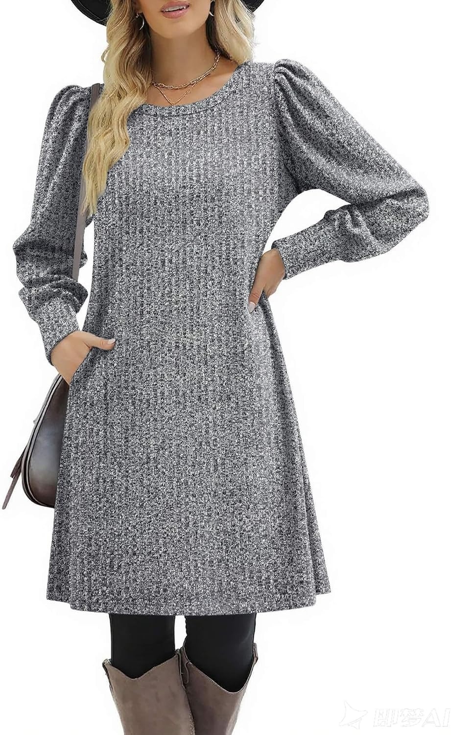 image:imageZeagoo Women Fall Winter Dress Knitted Pullover DressesMid Grey
