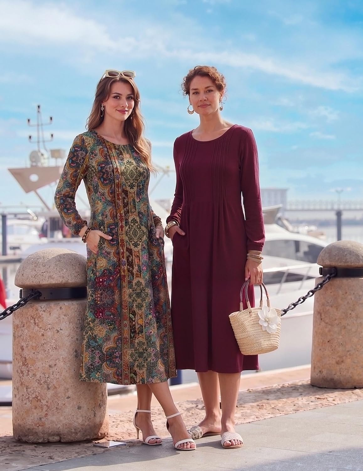 image:imageZeagoo Women Long Sleeve Fall Dress Casual A Line Dresses 2026 Midi Flare DressBurgundy