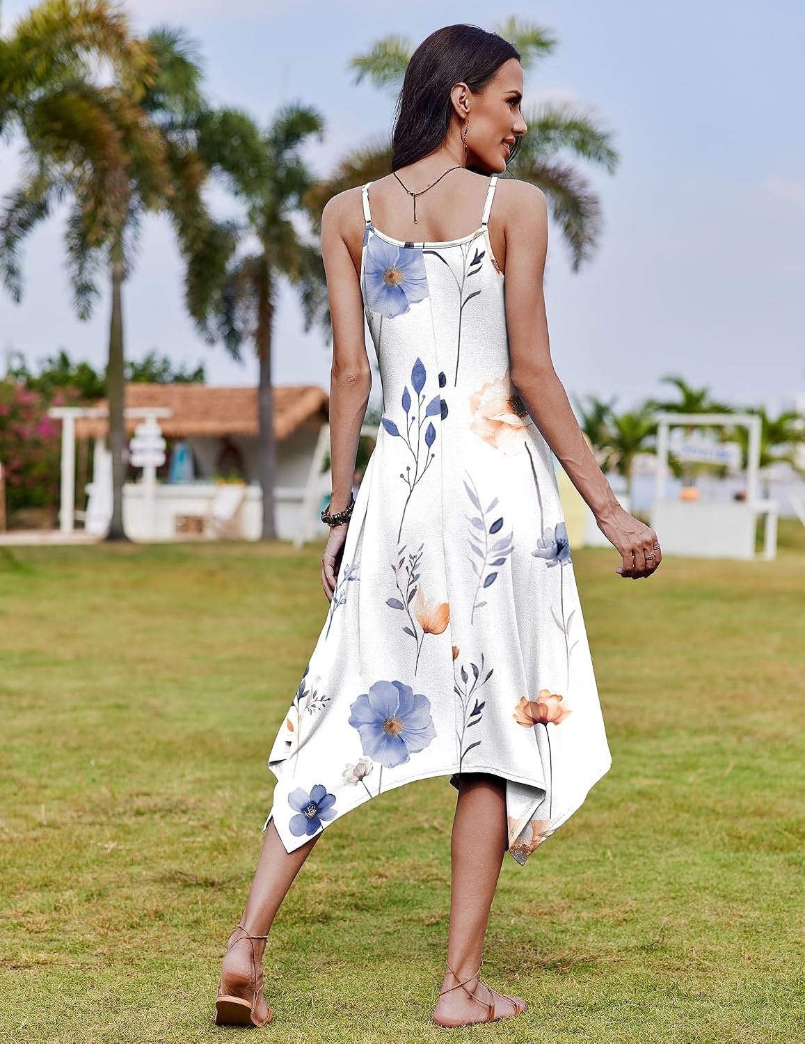 image:imageZeagoo Women Summer Midi Dresses 2026 Hawaiian Bohemian Beach Cover Up Sundress Spaghetti Strap Casual Dress with PocketsFloral Printed