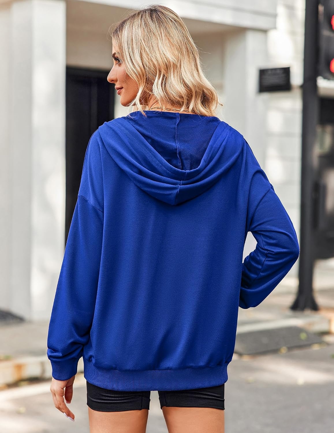image:imageZeagoo Womens Lightweight Hoodies Full Zip Up Oversized Sweatshirt TrendyRoyal Blue