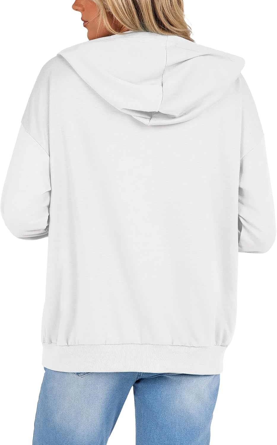 image:imageZeagoo Womens Lightweight Hoodies Full Zip Up Oversized Sweatshirt TrendyWhite