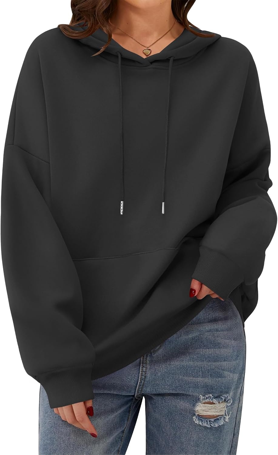 image:imageZeagoo Womens Oversized Hoodies 2025 Fleece Sweatshirts Long Sleeve Pullover with Pocket Fall Winter Outfits Clothes01black