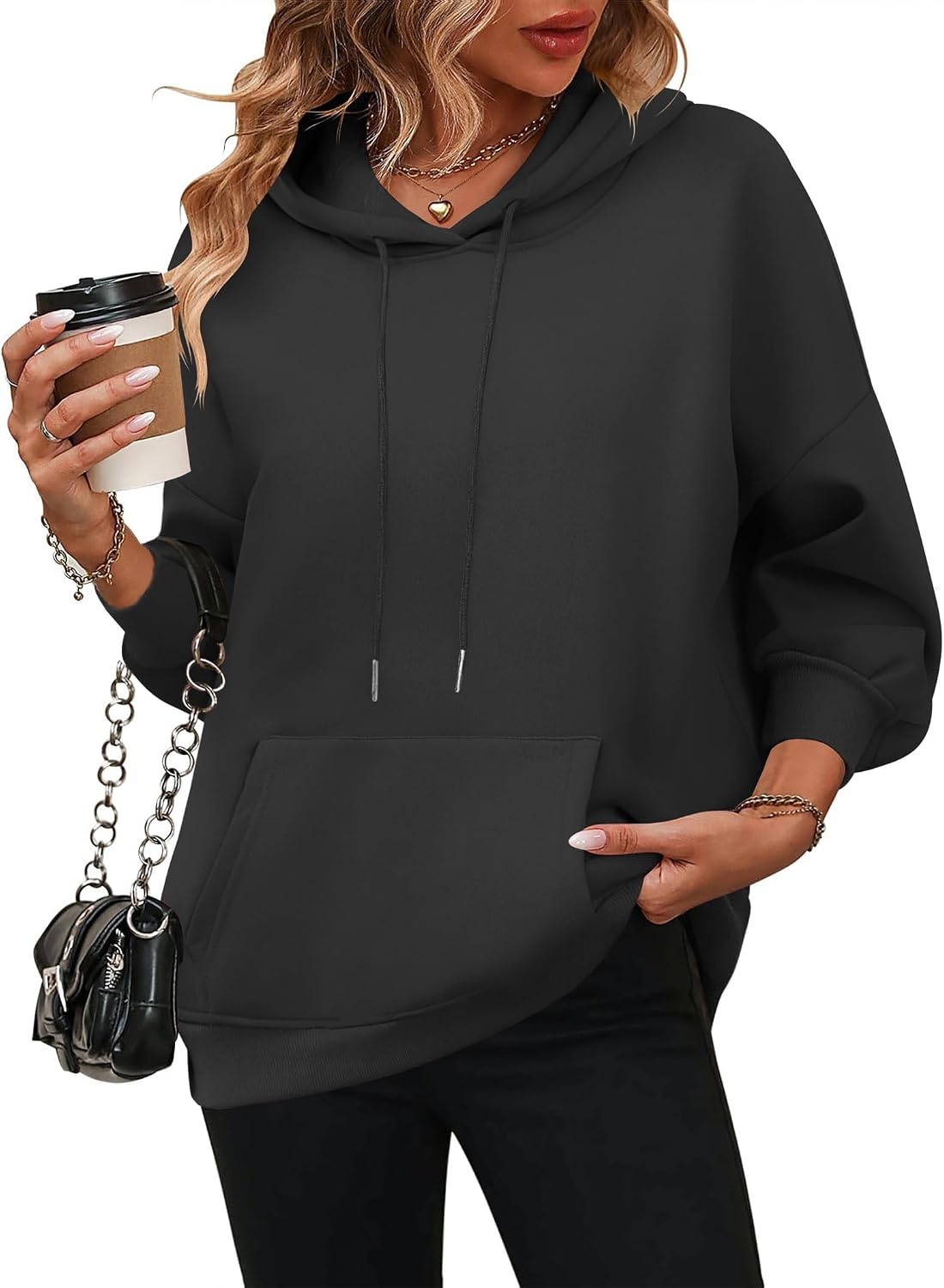 image:imageZeagoo Womens Oversized Hoodies 2025 Fleece Sweatshirts Long Sleeve Pullover with Pocket Fall Winter Outfits Clothes01black