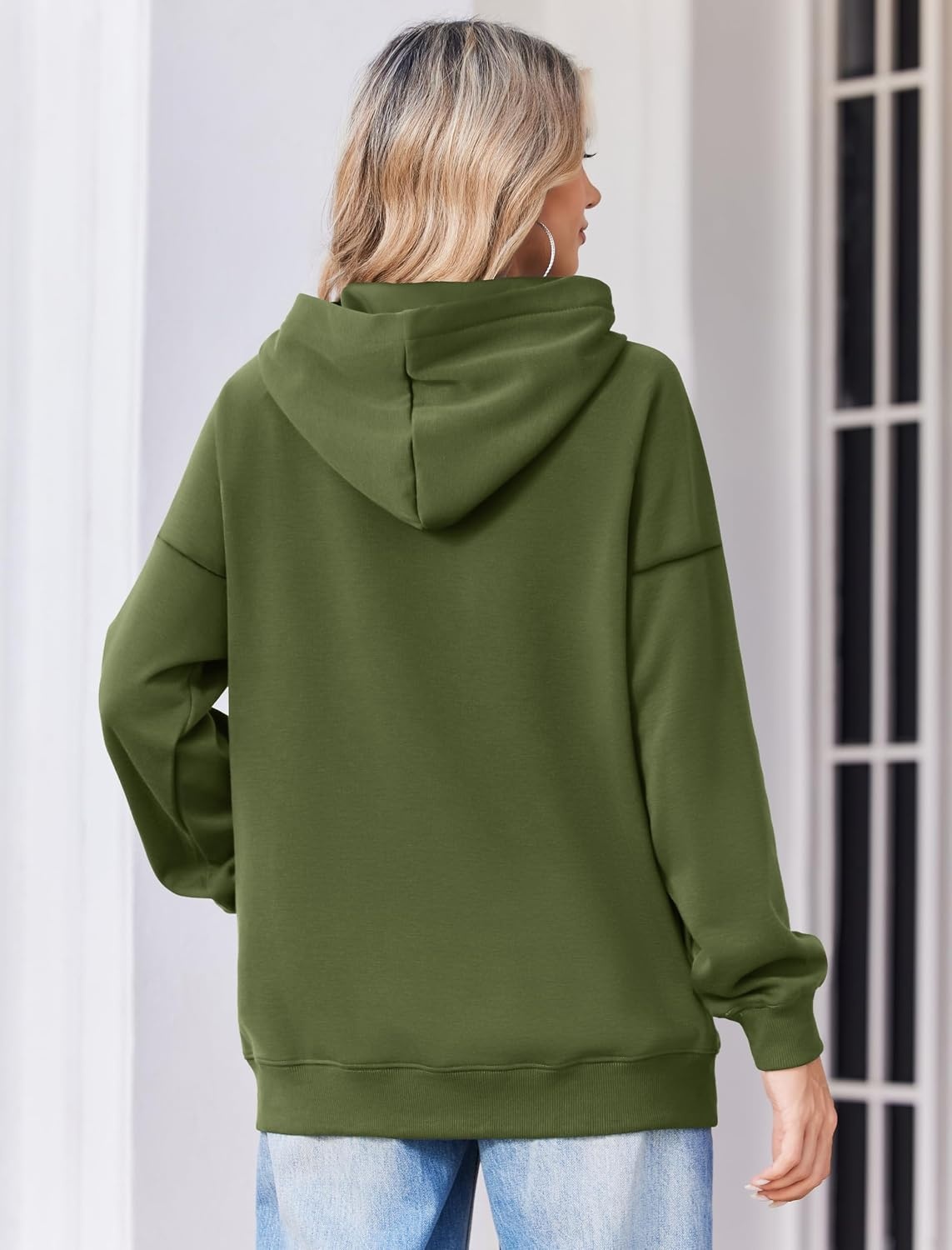 image:imageZeagoo Womens Oversized Hoodies 2025 Fleece Sweatshirts Long Sleeve Pullover with Pocket Fall Winter Outfits ClothesArmy Green