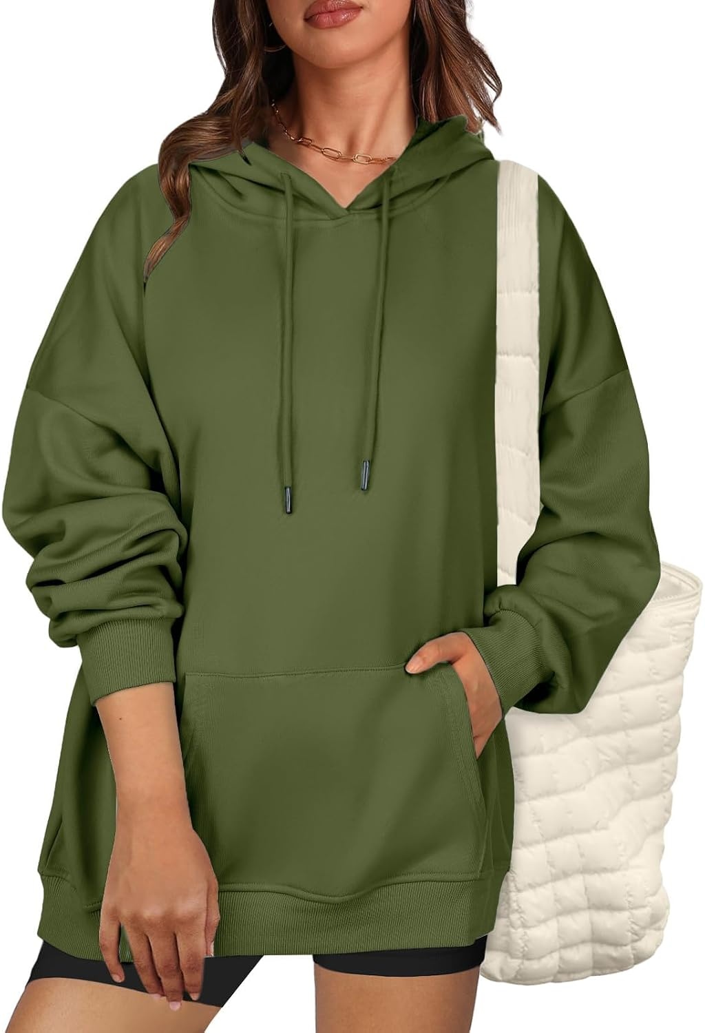 image:imageZeagoo Womens Oversized Hoodies 2025 Fleece Sweatshirts Long Sleeve Pullover with Pocket Fall Winter Outfits ClothesArmy Green