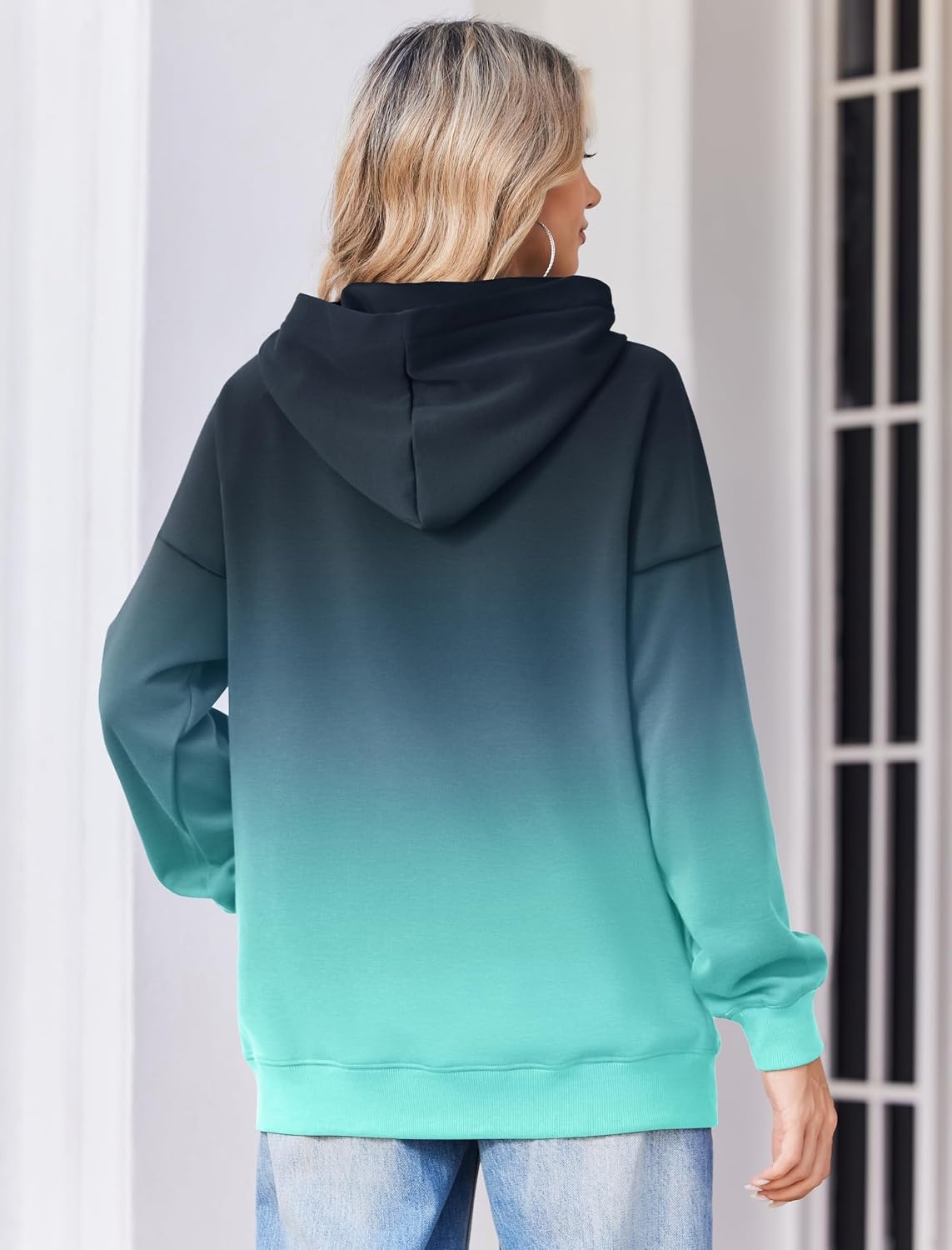 image:imageZeagoo Womens Oversized Hoodies 2025 Fleece Sweatshirts Long Sleeve Pullover with Pocket Fall Winter Outfits ClothesBlue Gradient 2