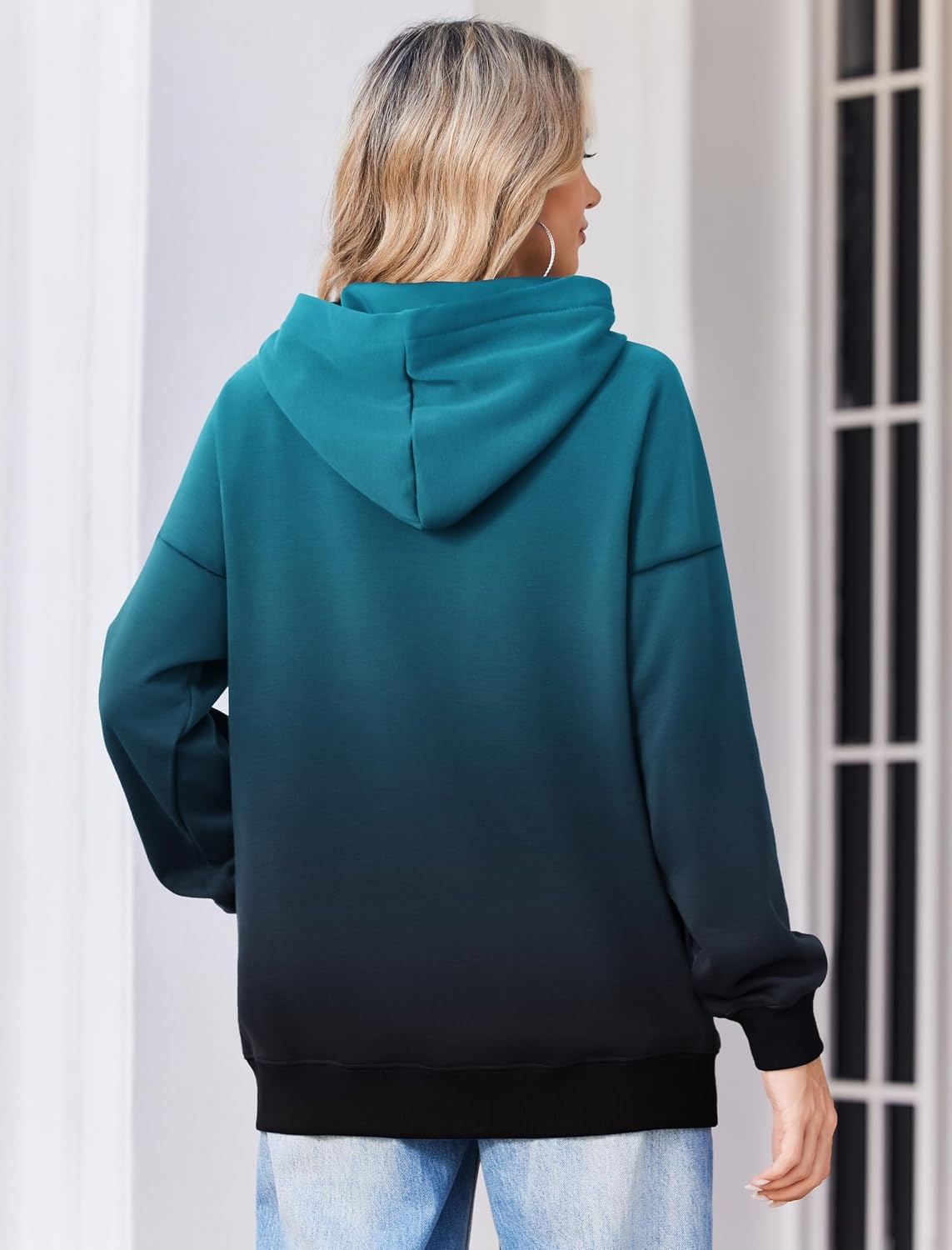 image:imageZeagoo Womens Oversized Hoodies 2025 Fleece Sweatshirts Long Sleeve Pullover with Pocket Fall Winter Outfits ClothesBlue Gradient
