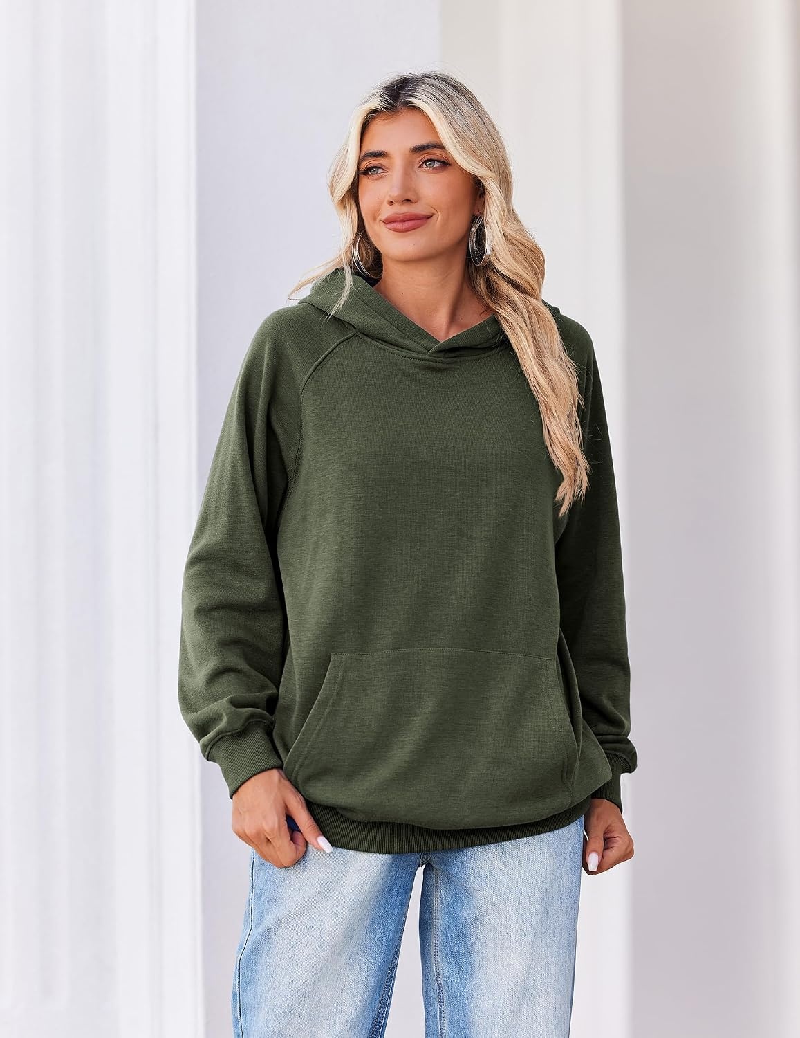 image:imageZeagoo Womens Oversized Hoodies Pullover Fleece Hooded Sweatshirt TrendyArmy Green