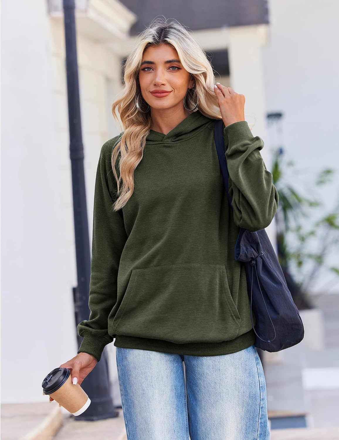 image:imageZeagoo Womens Oversized Hoodies Pullover Fleece Hooded Sweatshirt TrendyArmy Green