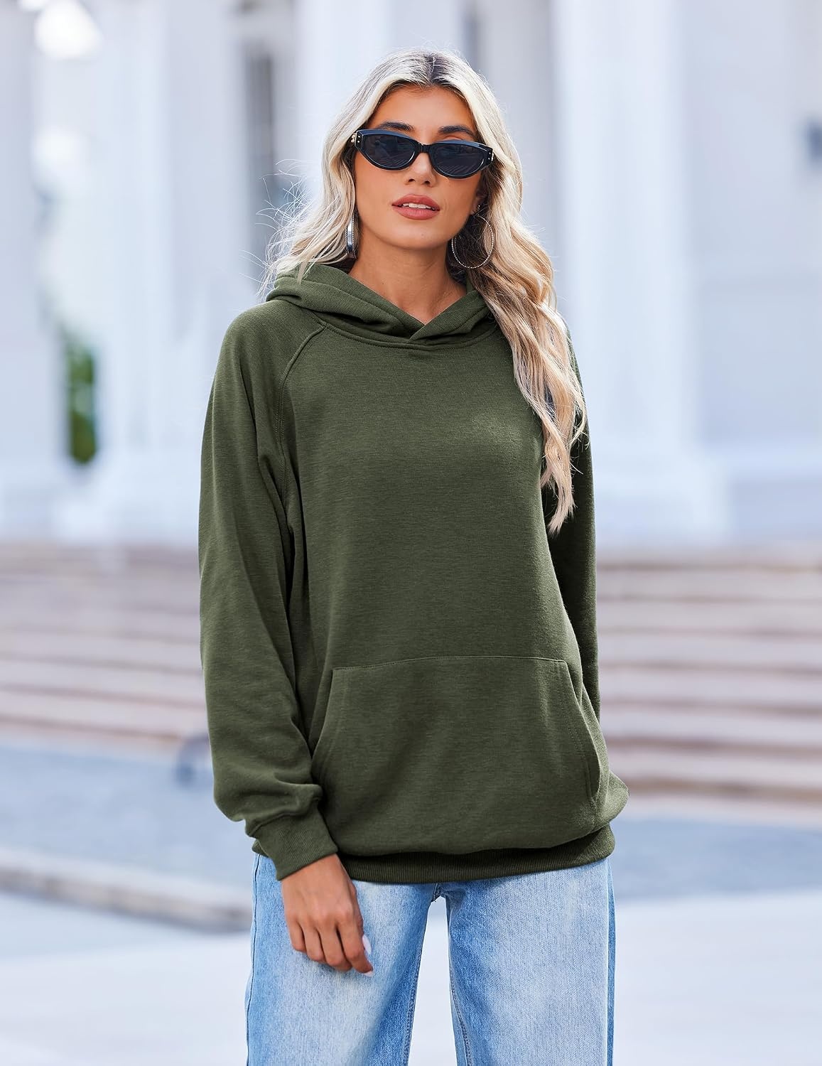 image:imageZeagoo Womens Oversized Hoodies Pullover Fleece Hooded Sweatshirt TrendyArmy Green