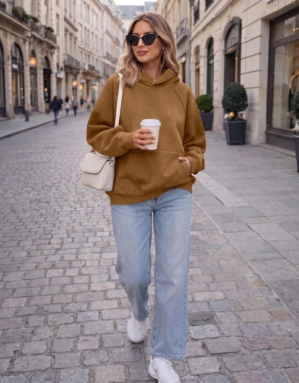 image:imageZeagoo Womens Oversized Hoodies Pullover Fleece Hooded Sweatshirt TrendyBrown