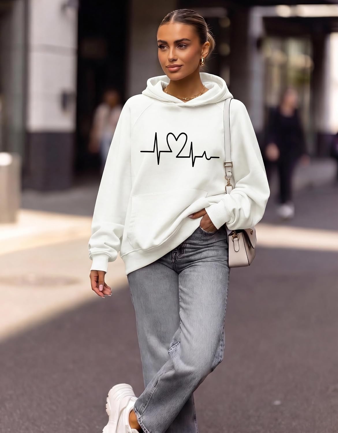 image:imageZeagoo Womens Oversized Hoodies Pullover Fleece Hooded Sweatshirt TrendyHearts