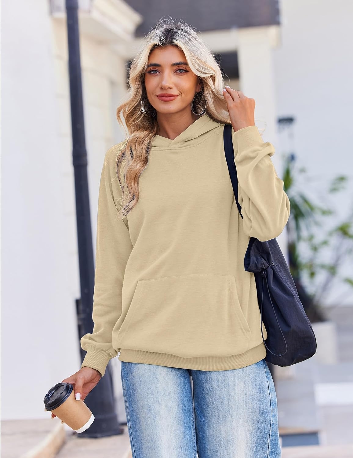 image:imageZeagoo Womens Oversized Hoodies Pullover Fleece Hooded Sweatshirt TrendyLight Brown