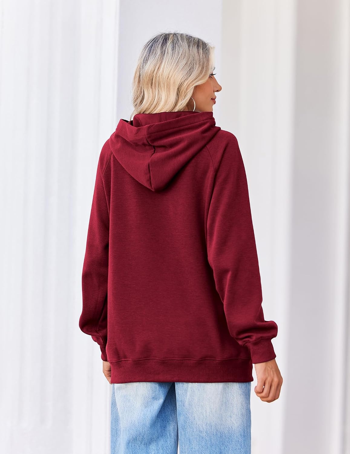 image:imageZeagoo Womens Oversized Hoodies Pullover Fleece Hooded Sweatshirt TrendyWine Red