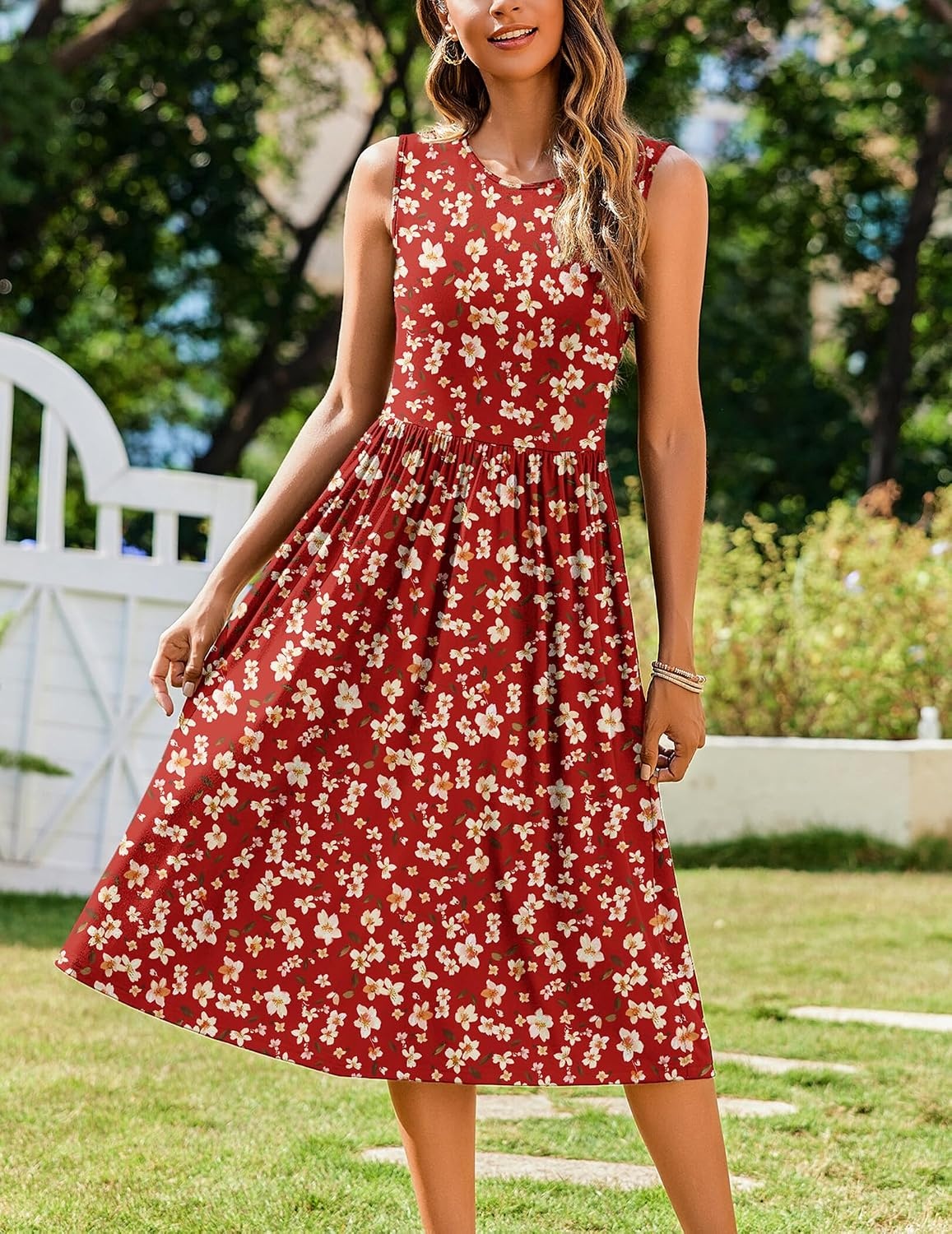 image:imageZeagoo Womens Summer Tank Midi Dress with Pockets Floral Sleeveless ALine Casual Loose TShirt Dresses Beach Sundress 202601red Floral