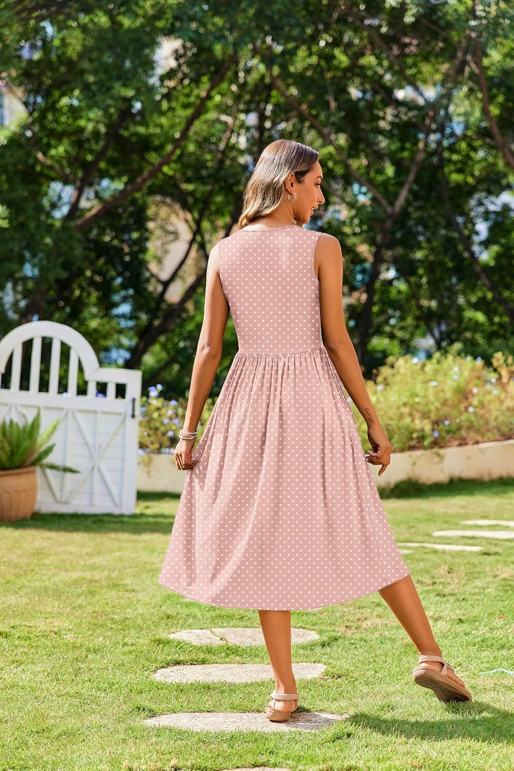 image:imageZeagoo Womens Summer Tank Midi Dress with Pockets Floral Sleeveless ALine Casual Loose TShirt Dresses Beach Sundress 2026Pink Floral