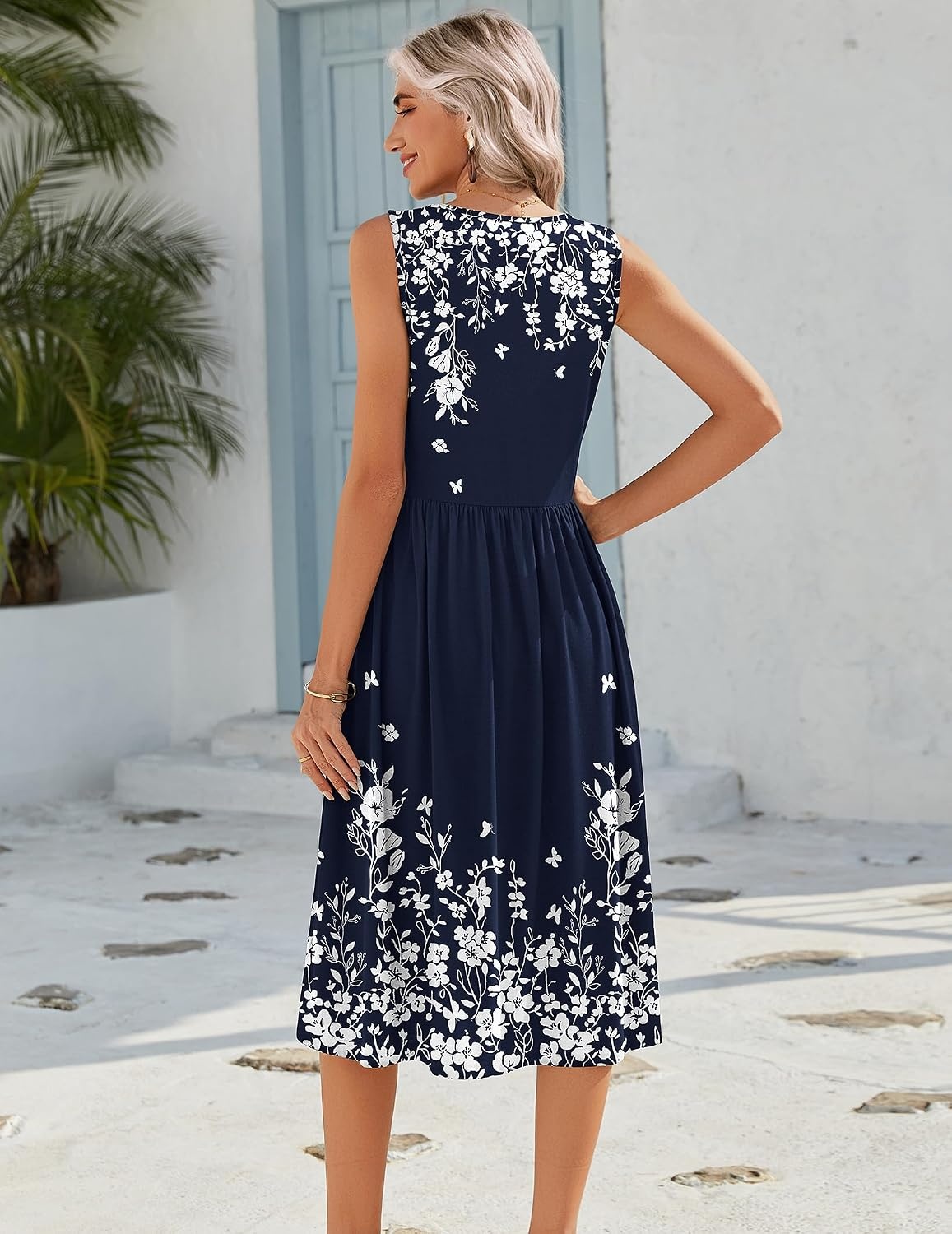 image:imageZeagoo Womens Summer Tank Midi Dress with Pockets Floral Sleeveless ALine Casual Loose TShirt Dresses Beach Sundress 2026Sf103