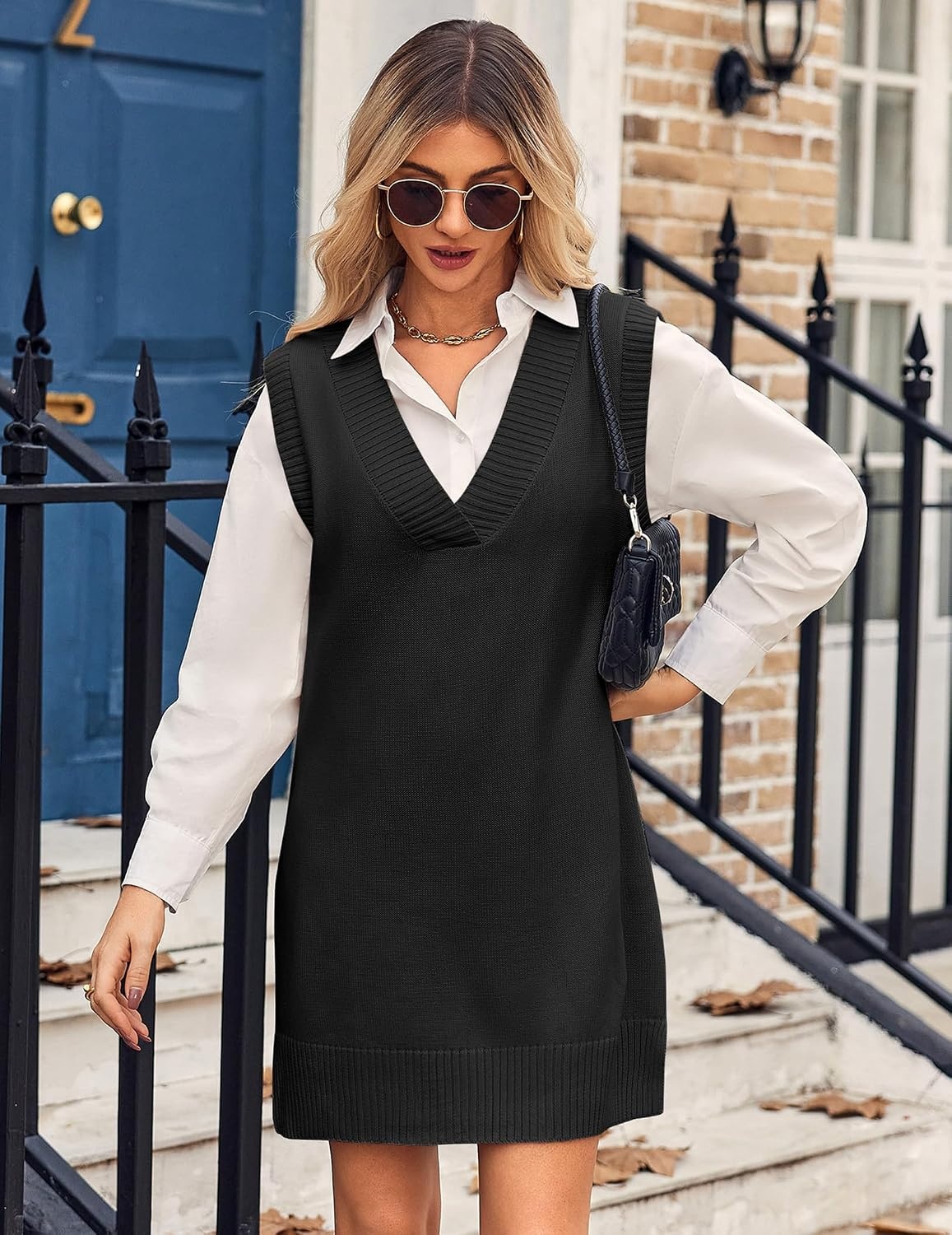 image:imageZeagoo Womens Tank Sweater Dress Sweater Vest Knitted Pullovers Sweaters 2025Black