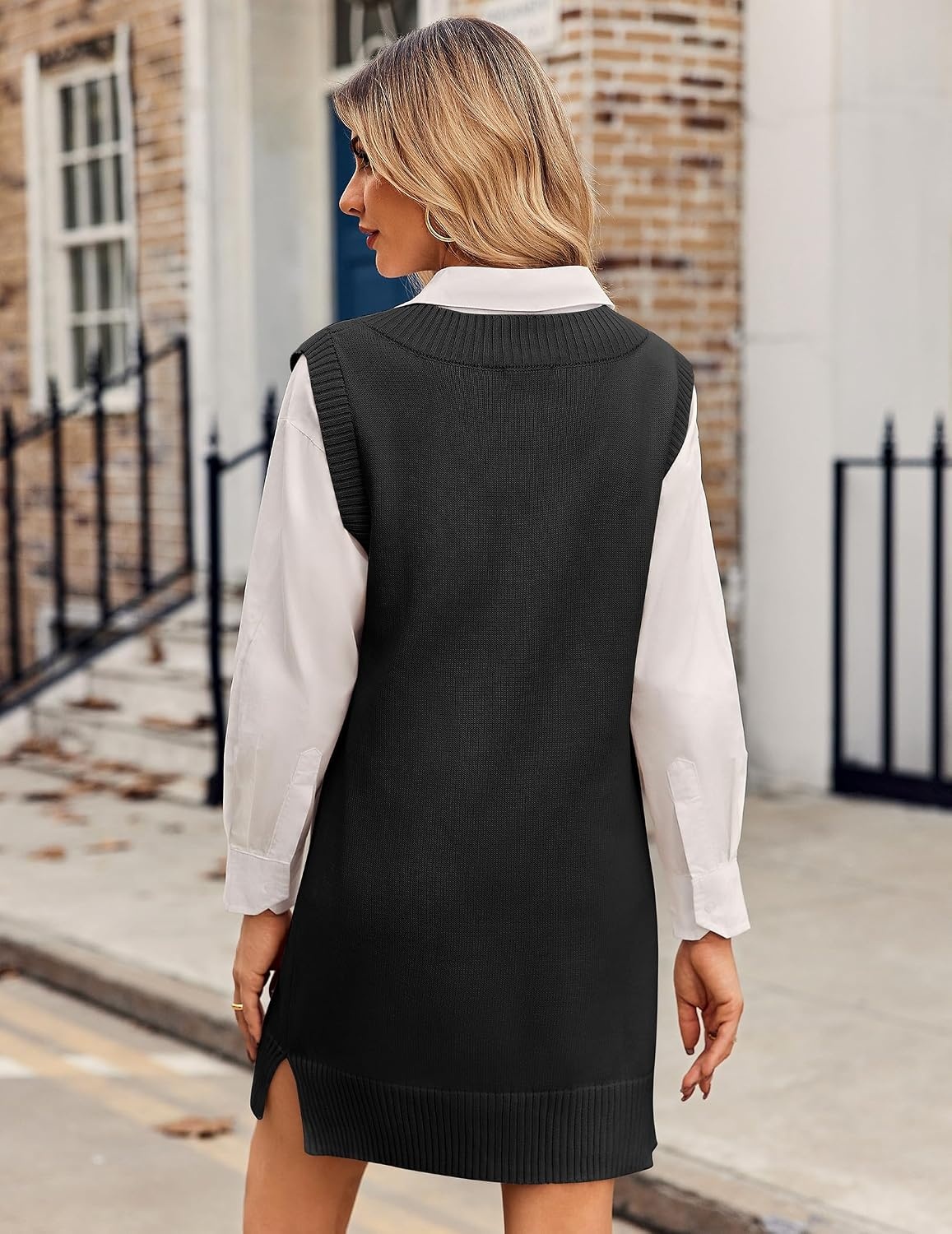 image:imageZeagoo Womens Tank Sweater Dress Sweater Vest Knitted Pullovers Sweaters 2025Black