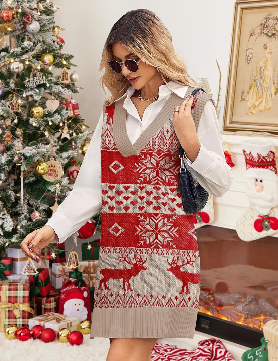 image:imageZeagoo Womens Tank Sweater Dress Sweater Vest Knitted Pullovers Sweaters 2025Christmas