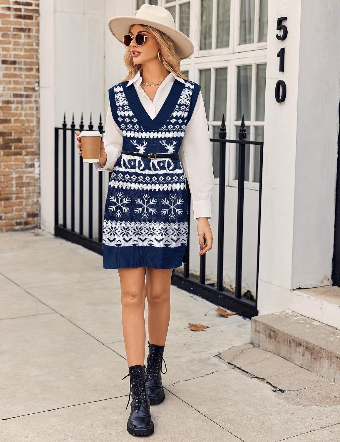 image:imageZeagoo Womens Tank Sweater Dress Sweater Vest Knitted Pullovers Sweaters 2025Christmas Blue