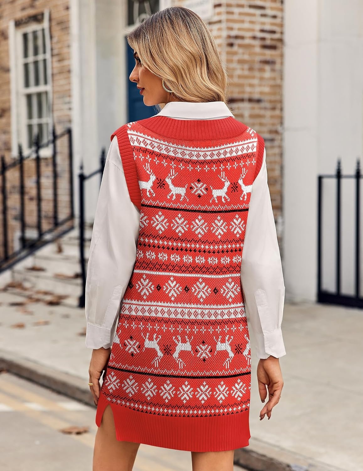 image:imageZeagoo Womens Tank Sweater Dress Sweater Vest Knitted Pullovers Sweaters 2025Christmas Red