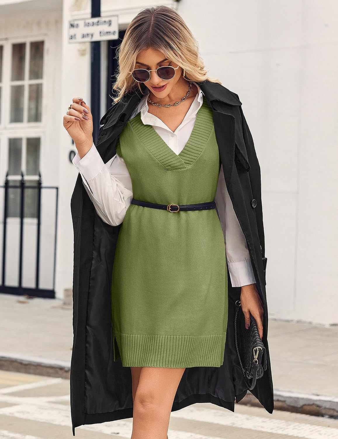 image:imageZeagoo Womens Tank Sweater Dress Sweater Vest Knitted Pullovers Sweaters 2025Green